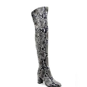 NEW MARC FISHER DARTON WIDE CALF OVER-THE-KNEE BOOT  SNAKE PRINT SIZE 9